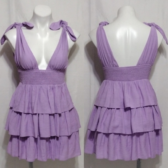 Lovers + Friends Brielle Tiered Ruffle Skirts Dress S Flirty Glam Summer Party - Picture 1 of 17